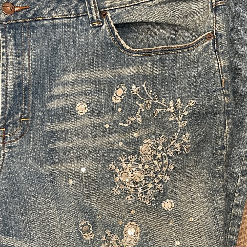 Venezia Light Blue Embellished and Detailed Flare Jeans Size 22 - Picture 5 of 7
